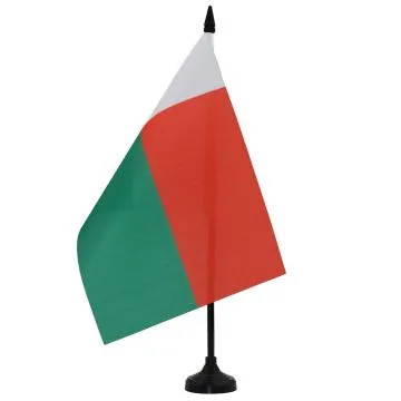 DRAPEAU DE TABLE MADAGASCAR 21x14cm - PETIT DRAPEAUX DE BUREAU MALGACHE 14 x 21 cm