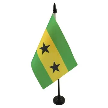 DRAPEAU DE TABLE SAO TOMÉ 15x10cm - PETIT DRAPEAUX DE BUREAU SANTOMÉEN 10 x 15 cm