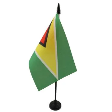 DRAPEAU DE TABLE GUYANA 15x10cm - PETIT DRAPEAUX DE BUREAU GUYANIEN 10 x 15 cm