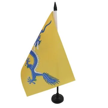 DRAPEAU DE TABLE DRAGON CHINOIS 21x14cm - PETIT DRAPEAUX DE BUREAU CHINE 14 x 21 cm