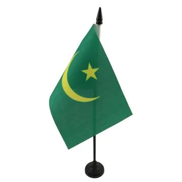 DRAPEAU DE TABLE MAURITANIE 15x10cm - PETIT DRAPEAUX DE BUREAU MAURITANIEN 10 x 15 cm
