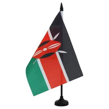 DRAPEAU DE TABLE KENYA 21x14cm - PETIT DRAPEAUX DE BUREAU KENYAN 14 x 21 cm