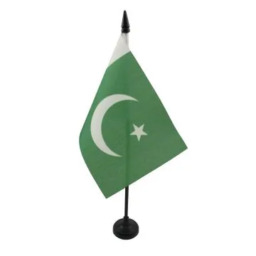 DRAPEAU DE TABLE PAKISTAN 15x10cm - PETIT DRAPEAUX DE BUREAU PAKISTANAIS 10 x 15 cm