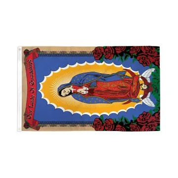 Pink Our Lady of Guadalupe Flag 2' x 3' 100D polyester grommets