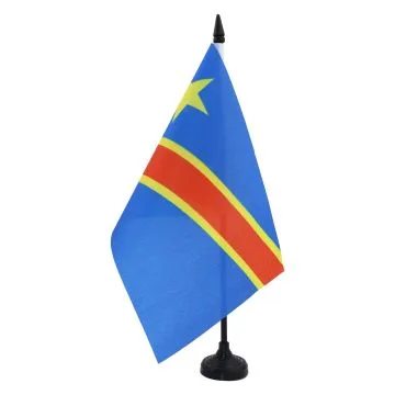 DRAPEAU DE TABLE RÉPUBLIQUE DÉMOCRATIQUE DU CONGO 21x14cm - PETIT DRAPEAUX DE BUREAU CONGOLAIS 14 x 21 cm