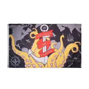 DRAPEAU KRAKEN 150x90cm - DRAPEAU DU MONSTRE SCANDINAVE 90 x 150 cm - DRAPEAUX