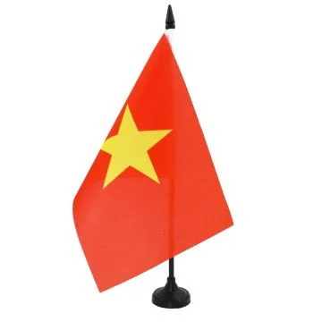 DRAPEAU DE TABLE VIETNAM 21x14cm - PETIT DRAPEAUX DE BUREAU VIETNAMIEN 14 x 21 cm
