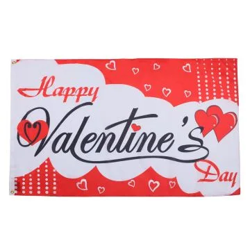 DRAPEAU JOYEUSE SAINT VALENTIN 150x90cm - DRAPEAU HAPPY VALENTINE\'S 90 x 150 cm - DRAPEAUX
