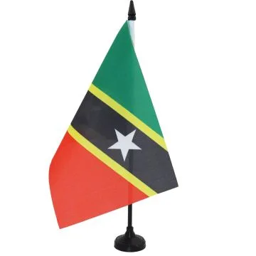 DRAPEAU DE TABLE SAINT KITTS ET NEVIS 21x14cm - PETIT DRAPEAUX DE BUREAU KITTITIEN-NEVICIEN 14 x 21 cm