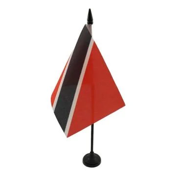 DRAPEAU DE TABLE TRINIDAD-ET-TOBAGO 15x10cm - PETIT DRAPEAUX DE BUREAU TRINIDADIEN 10 x 15 cm