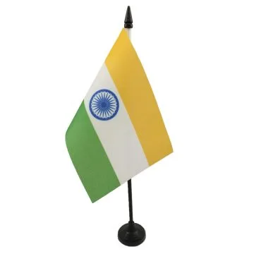 DRAPEAU DE TABLE INDE 15x10cm - PETIT DRAPEAUX DE BUREAU INDIEN 10 x 15 cm