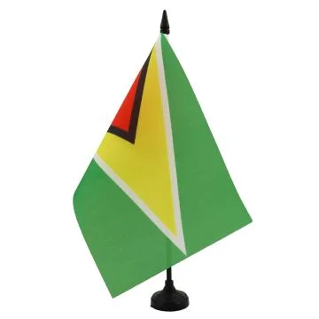 DRAPEAU DE TABLE GUYANA 21x14cm - PETIT DRAPEAUX DE BUREAU GUYANIEN 14 x 21 cm
