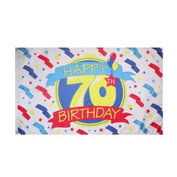 Happy 70th Birthday Flag 2' x 3' 100D polyester grommets