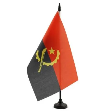 DRAPEAU DE TABLE ANGOLA 21x14cm - PETIT DRAPEAUX DE BUREAU ANGOLAIS 14 x 21 cm