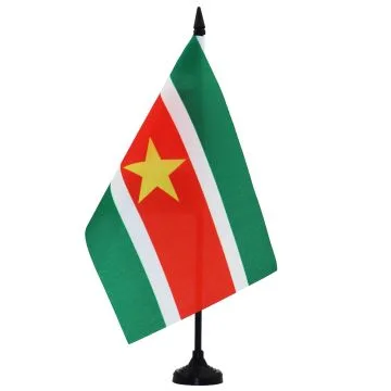 DRAPEAU DE TABLE SURINAME 21x14cm - PETIT DRAPEAUX DE BUREAU SURINAMIEN 14 x 21 cm