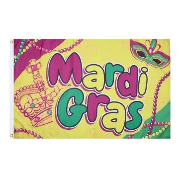 Drapeau Mardi gras avec perles 150x90cm - Drapeau du carnaval 90 x 150 cm - Drapeaux