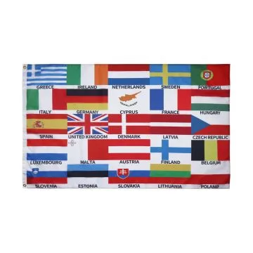 DRAPEAU 25 PAYS D\'EUROPE 150x90cm - DRAPEAU DES PAYS EUROPÉENS - UE 90 x 150 cm - DRAPEAUX