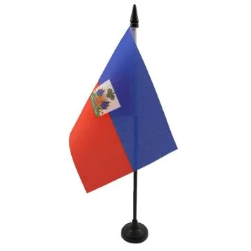 DRAPEAU DE TABLE HAÏTI 15x10cm - PETIT DRAPEAUX DE BUREAU HAÏTIEN 10 x 15 cm