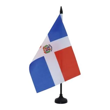 DRAPEAU DE TABLE RÉPUBLIQUE DOMINICAINE 21x14cm - PETIT DRAPEAUX DE BUREAU DOMINICAIN 14 x 21 cm