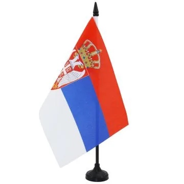 DRAPEAU DE TABLE SERBIE 21x14cm - PETIT DRAPEAUX DE BUREAU SERBE 14 x 21 cm