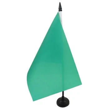 DRAPEAU DE TABLE UNICOLORE VERT 21x14cm - PETIT DRAPEAUX DE BUREAU DE COULEUR VERTE 14 x 21 cm