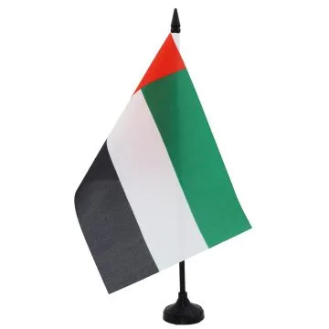 DRAPEAU DE TABLE EMIRATS ARABES UNIS 21x14cm - PETIT DRAPEAUX DE BUREAU ÉMIRATI 14 x 21 cm