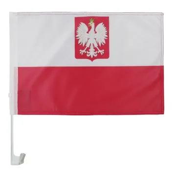 Drapeau de voiture POLOGNE AVEC AIGLE 45x30cm en maille bloquée - Carflag POLONAIS 30 x 45 cm