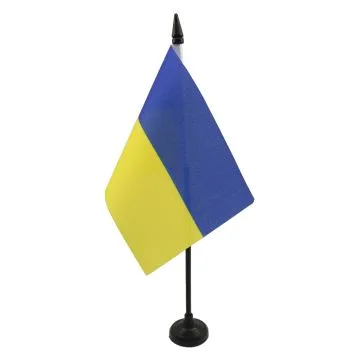 DRAPEAU DE TABLE UKRAINE 15x10cm - PETIT DRAPEAUX DE BUREAU UKRAINIEN 10 x 15 cm
