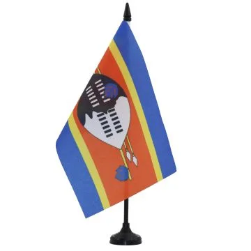 DRAPEAU DE TABLE SWAZILAND 21x14cm - PETIT DRAPEAUX DE BUREAU SWAZI 14 x 21 cm