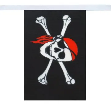 GUIRLANDE 12 mètres 20 DRAPEAUX PIRATE TÊTE DE MORT 45x30 cm - DRAPEAU CORSAIRE 30 x 45 cm