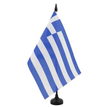 DRAPEAU DE TABLE GRÈCE 21x14cm - PETIT DRAPEAUX DE BUREAU GREC 14 x 21 cm