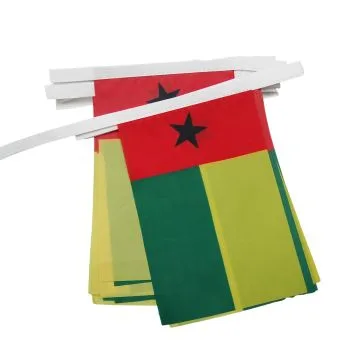 Guirlande 12 mètres 20 Drapeaux Guinée-Bissau 45x30 cm - Drapeau bissau-guinéen 30 x 45 cm