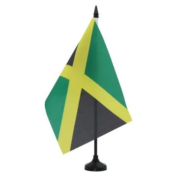 DRAPEAU DE TABLE JAMAÏQUE 21x14cm - PETIT DRAPEAUX DE BUREAU JAMAÏCAIN 14 x 21 cm