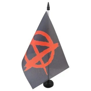 DRAPEAU DE TABLE ANARCHIE NOIR ET ROUGE 21x14cm - PETIT DRAPEAUX DE BUREAU ANARCHIQUE 14 x 21 cm
