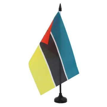DRAPEAU DE TABLE MOZAMBIQUE 21x14cm - PETIT DRAPEAUX DE BUREAU MOZAMBICAIN 14 x 21 cm