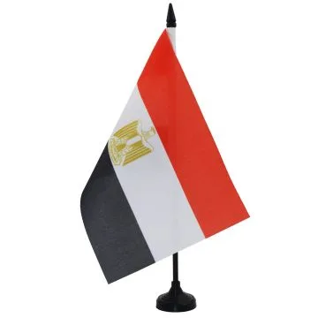 DRAPEAU DE TABLE EGYPTE 21x14cm - PETIT DRAPEAUX DE BUREAU EGYPTIEN 14 x 21 cm