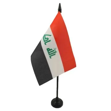 DRAPEAU DE TABLE IRAK 15x10cm - PETIT DRAPEAUX DE BUREAU IRAKIEN 10 x 15 cm