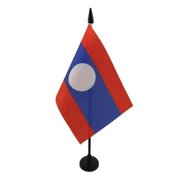 DRAPEAU DE TABLE LAOS 15x10cm - PETIT DRAPEAUX DE BUREAU LAOSIEN 10 x 15 cm
