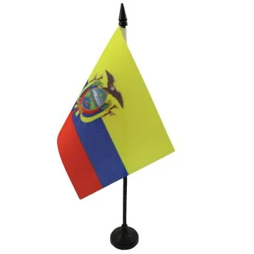 DRAPEAU DE TABLE EQUATEUR 15x10cm - PETIT DRAPEAUX DE BUREAU ÉQUATORIEN 10 x 15 cm
