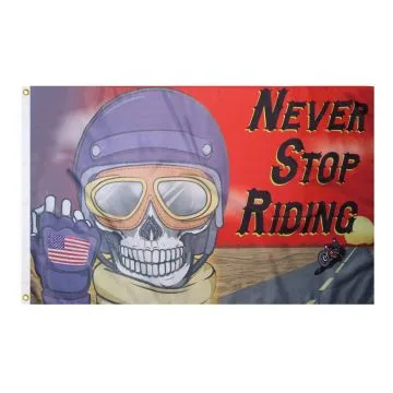 DRAPEAU PIRATE NEVER STOP RIDING 150x90cm - DRAPEAU DES BIKEURS 90 x 150 cm - DRAPEAUX