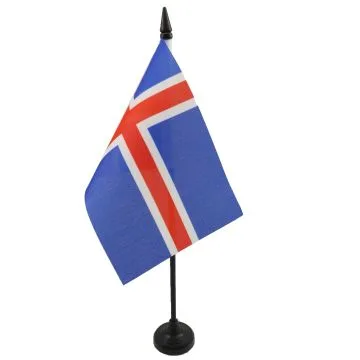 DRAPEAU DE TABLE ISLANDE 15x10cm - PETIT DRAPEAUX DE BUREAU ISLANDAIS 10 x 15 cm