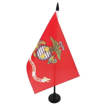 DRAPEAU DE TABLE USA MARINES ANCIEN 21x14cm - PETIT DRAPEAUX DE BUREAU AMÉRICAIN ? ARMÉE ETATS-UNIS  14 x 21 cm