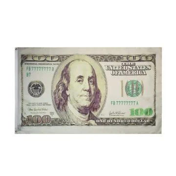 DRAPEAU BILLET DE 100 DOLLARS AMÉRICAIN 150x90cm - DRAPEAU HUNDRED DOLLARS 90 x 150 cm - DRAPEAUX