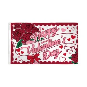 Drapeau Joyeuse Saint Valentin Roses 150x90cm - Drapeau Happy Valentine's 90 x 150 cm - Drapeaux