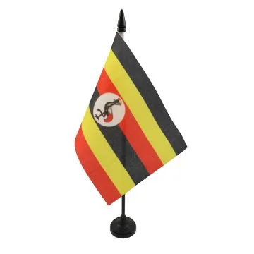 DRAPEAU DE TABLE OUGANDA 15x10cm - PETIT DRAPEAUX DE BUREAU OUGANDAIS 10 x 15 cm