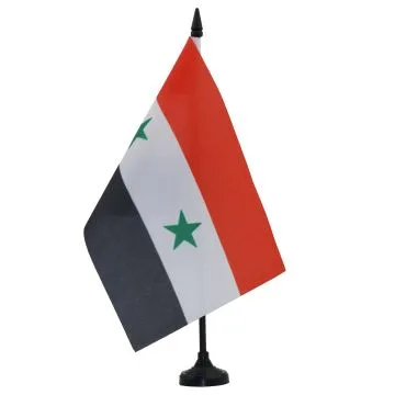 DRAPEAU DE TABLE SYRIE 21x14cm - PETIT DRAPEAUX DE BUREAU SYRIEN 14 x 21 cm