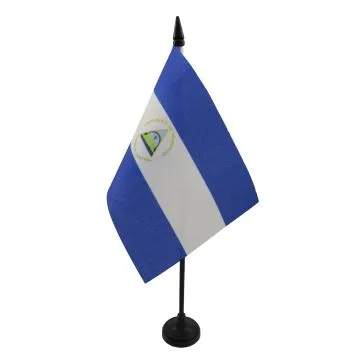 DRAPEAU DE TABLE NICARAGUA 15x10cm - PETIT DRAPEAUX DE BUREAU NICARAGUAYEN 10 x 15 cm