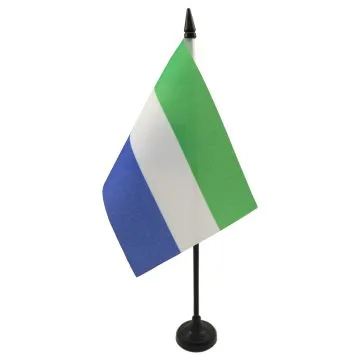 DRAPEAU DE TABLE SIERRA LEONE 15x10cm - PETIT DRAPEAUX DE BUREAU SIERRA-LÉONAIS 10 x 15 cm