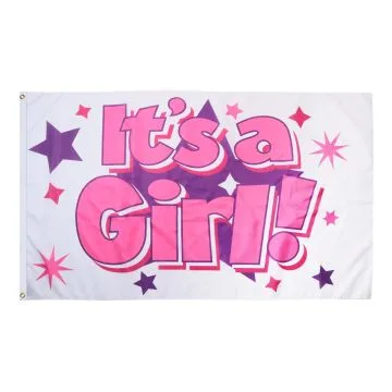 DRAPEAU ITS A GIRL 150x90cm - DRAPEAU C\'EST UN FILLE 90 x 150 cm - DRAPEAUX