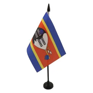 DRAPEAU DE TABLE SWAZILAND 15x10cm - PETIT DRAPEAUX DE BUREAU SWAZI 10 x 15 cm